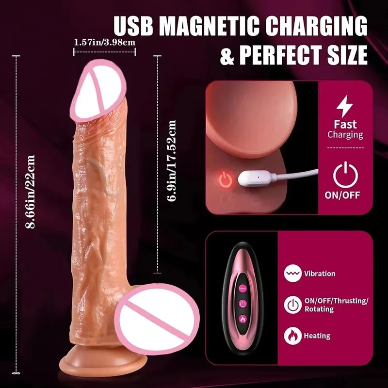 Vibrador - Vibrador -9 Polegadas Massageador Vibratório de Silicone Telescópico para Casais 10 Modos Brinquedo de Massagem Erótica Seguro Discreto Parceiro Feminino Prazer — image 4