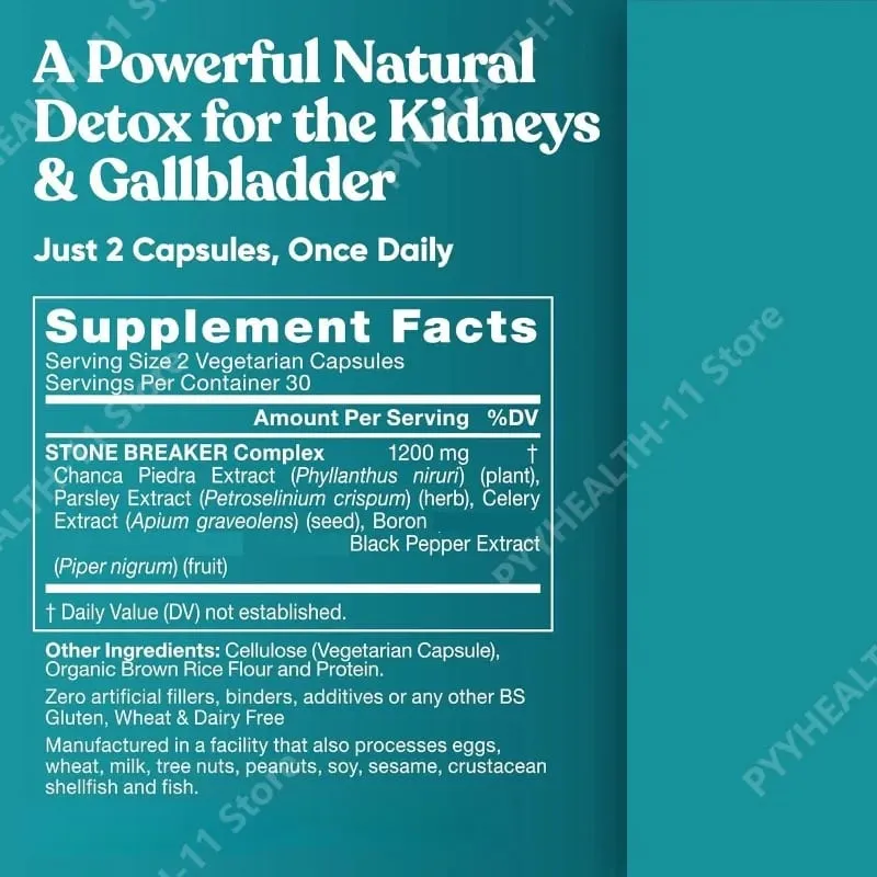 Chanca Piedra Stone Breaker with Celery Seed & Parsley Daily for Kidney Gallbladder Detox Support 60 Vegetarian Capsules — image 6