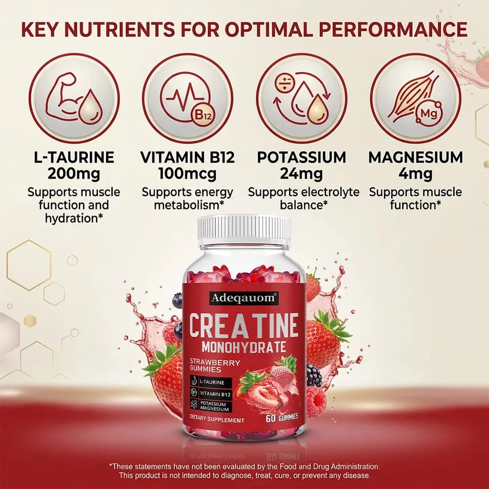 Creatine Monohydrate Gummies 5g for Men & Women To Support Muscle Strength Recovery Cognitive Health & Memory — image 3