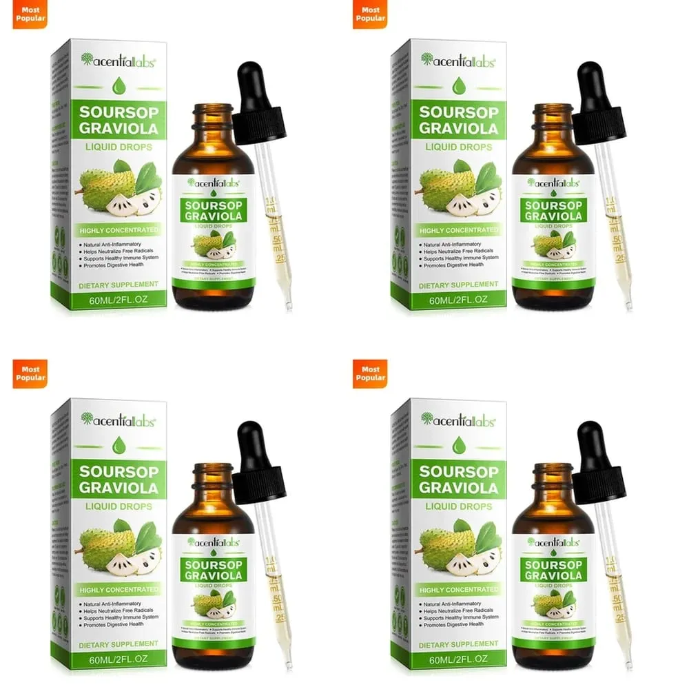 AcentiLabs Soursop Graviola Liquid Drops C-vitamin támogatja az emésztést, az immunrendszert, szabadgyökök elleni védelem 60 ml felnőtteknek — image 11