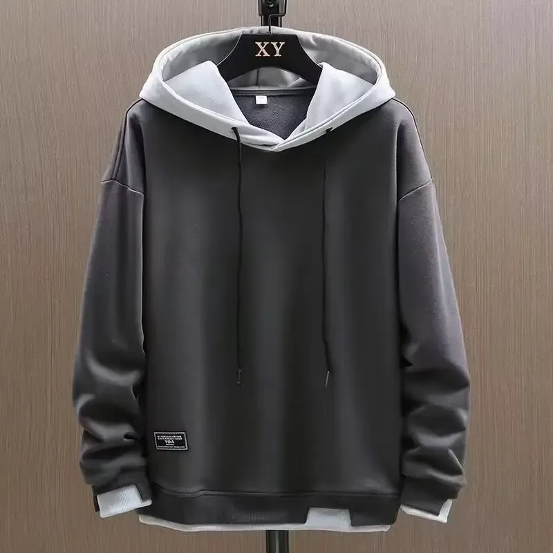 2025 outono masculino hoodies high street pulôver manga longa retalhos moletom masculino moda streetwear hoodie harajuku