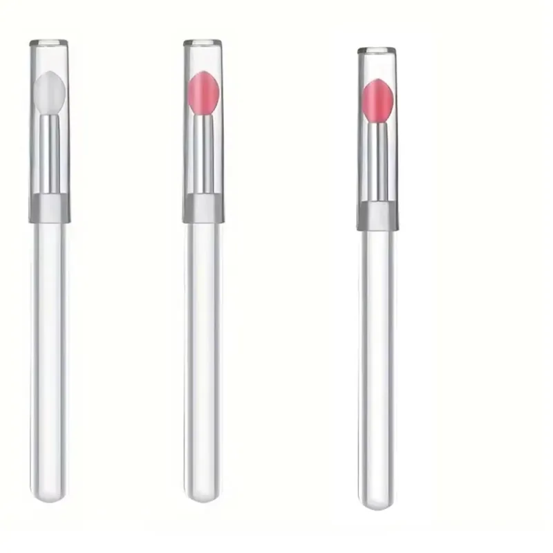Silicone Lip Mask Brushes (Transparent/Pink)- Portable Lip Scrub Applicator Soft Silicone Tip for Lip Balm/Lip Mask