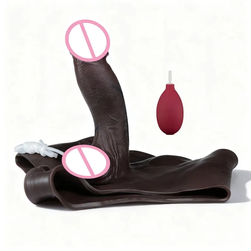 Black Nude Strapon Malaking Makatotohanang Ejaculation Dildo Silicone Squirting Panties Na May Simulated Solid Penis Sex Toy Para sa mga Babae — image 49