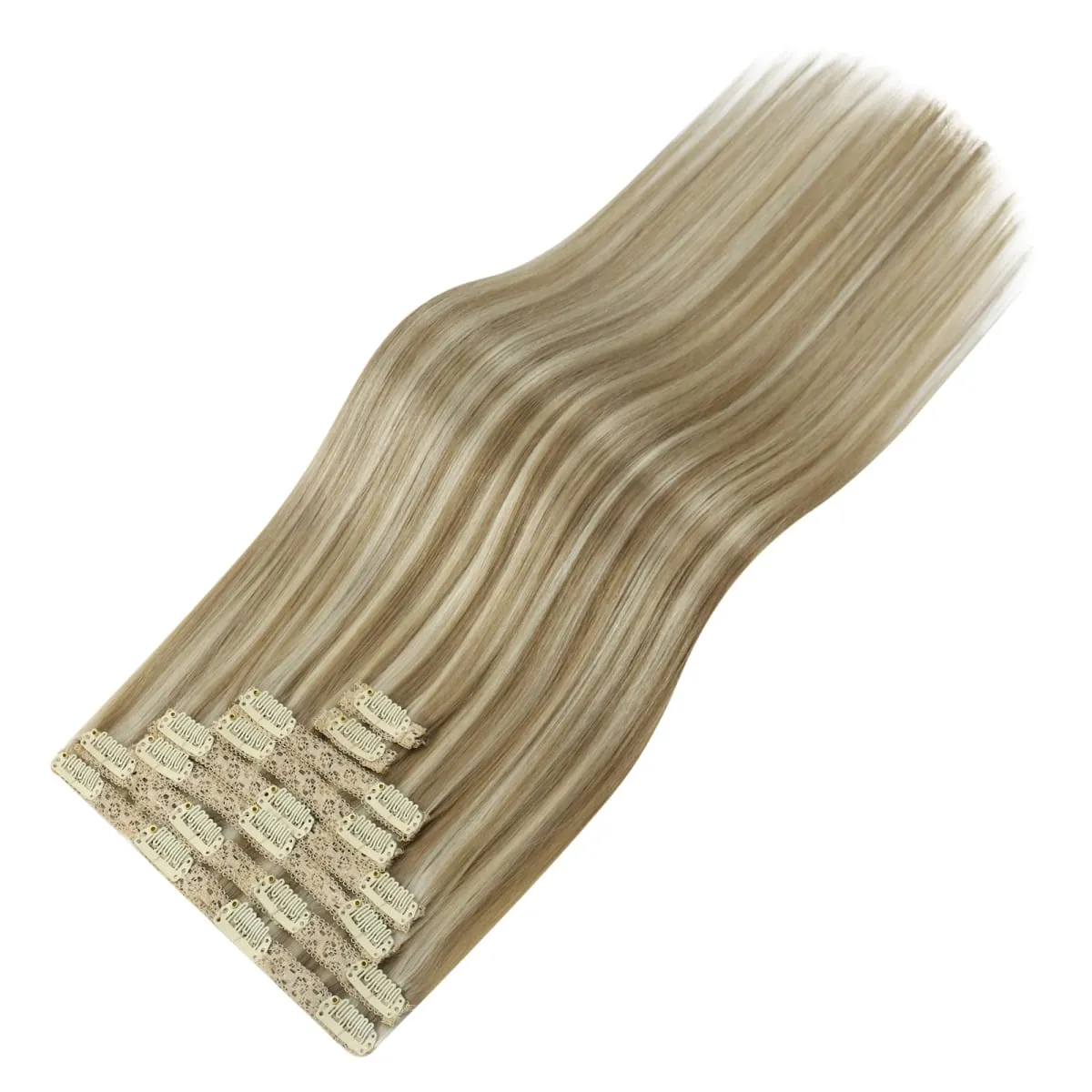 VeSunny Clip In Hair Extensions Human Hair 8 PCS Weft 140G-160G Hair Remy Hair Full Head Clip In Hair Extensions 8 PCS Weft