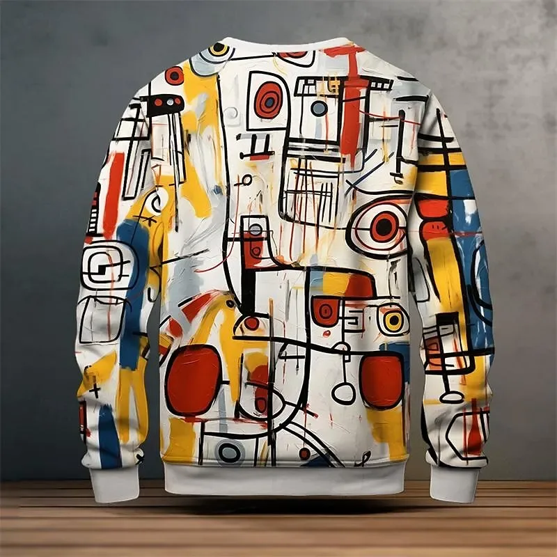 Mga Graphic na Sweatshirt ng Kalalakihan Para sa Mga Lalaki Graffiti Pullover Long Sleeve Sweatshirt Crew Neck Fashion Pang-araw-araw na Kaswal na Bakasyon sa Bakasyon Bago — image 2