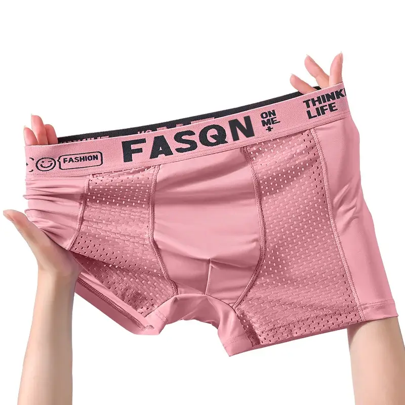 3PCS 럭셔리 속옷 남자 팬티 얇은 복서 대형 통기성 남자 팬티 빠른 건조 얼음 실크 반바지 플러스 속옷 — image 2