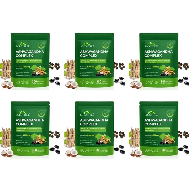 Solo Tree Ashwagandha Complex Softgels Supports Stress Relief Calm Mental Clarity Focus with MCT Oil & Black Pepper 300 Softgels — image 11