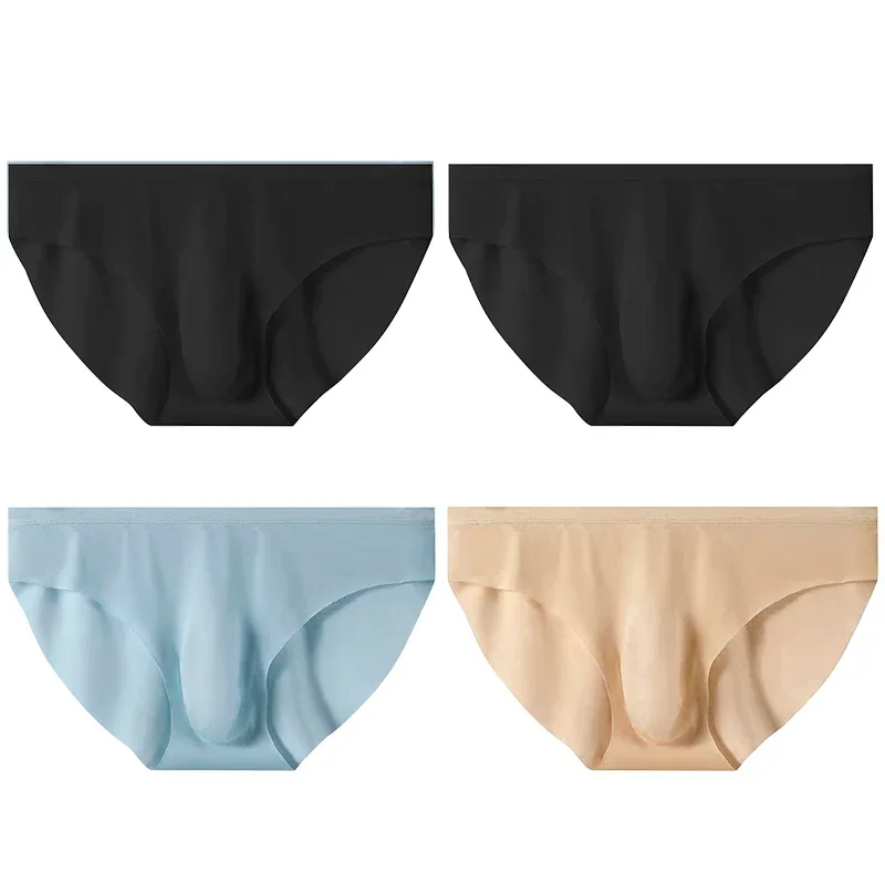 4pcs 남자의 얼음 실크 팬티 여름 투명 원활한 섹시한 빠른 건조 유행 통기성 속옷 초박형 팬티 — image 21