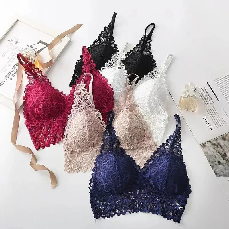 Sexy Lace Women's Underwear Set Seamless Wire-Free Hollow Out Bra and Panty with Embroidery Intimate Lingerie for Women — image 2