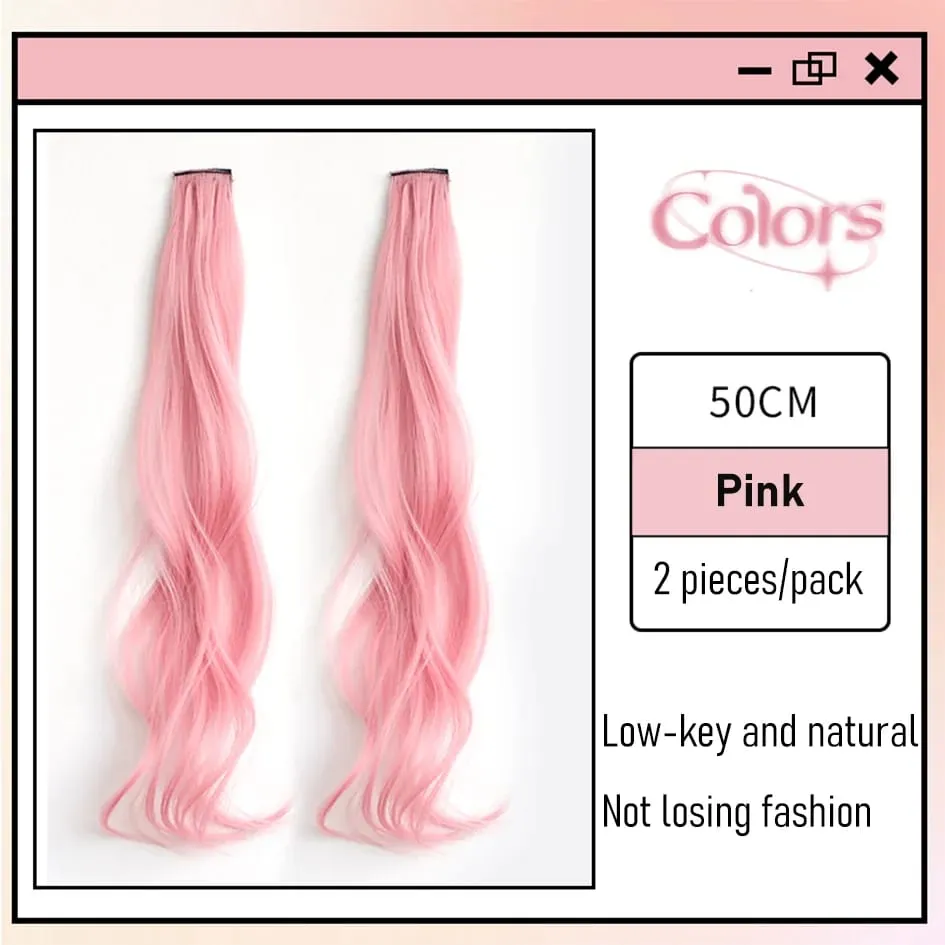 Synthetic 2 Pieces/Set 50cm Colored Curly Hair Extensions Water Wave Pink/Blue/Purple Halloween/Christmas Wig — image 18