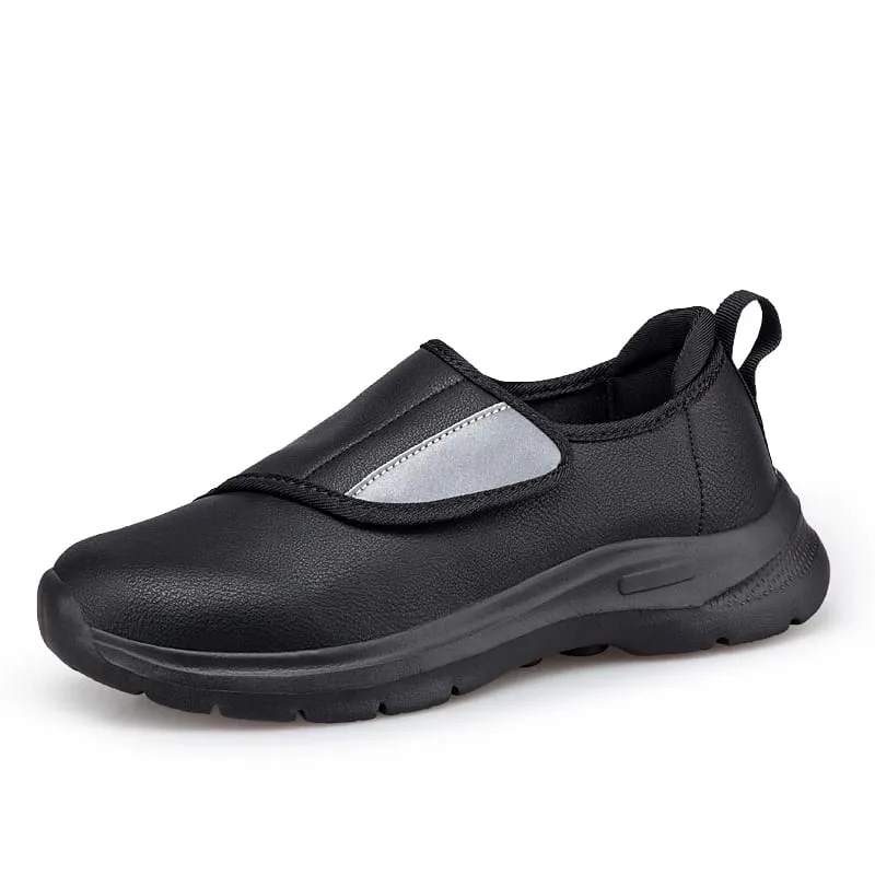 Men's Orthopedic Diabetic Leather Sneakers Adjustable Hook & Loop Wide Fit Open Shoes for Swollen Feet Comfortable Walking Shoes — image 8