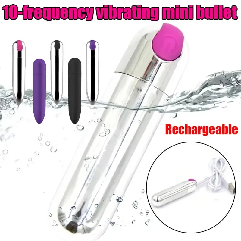 USB Rechargeable Bullet Vibrator - Waterproof Mini Powerful Vibrator 10 Modes Clit G-Spot Stimulator Sex Toy for Women