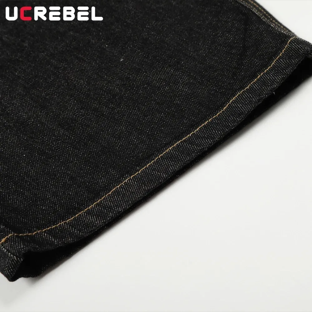 Airplane Buckle Jeans Mens High Street Wide Leg Baggy Denim Pants Man — image 4