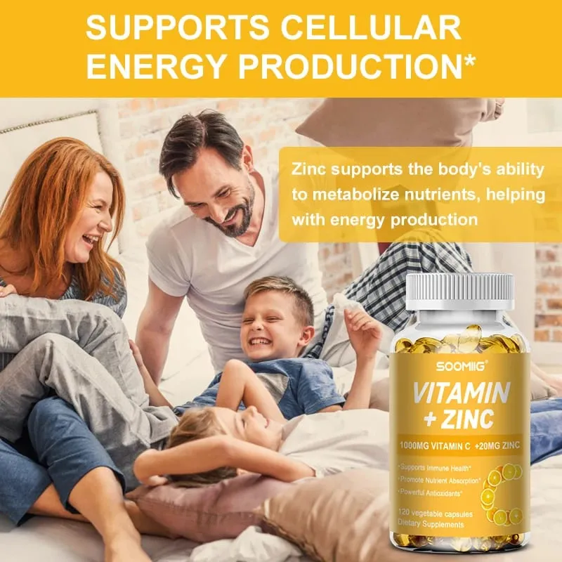 Soomiig Vitamin C with Zinc Capsules Vitamin C 1000MG Zinc 20 Mg for Immune Support Powerful Antioxidant & Energy Production — image 2