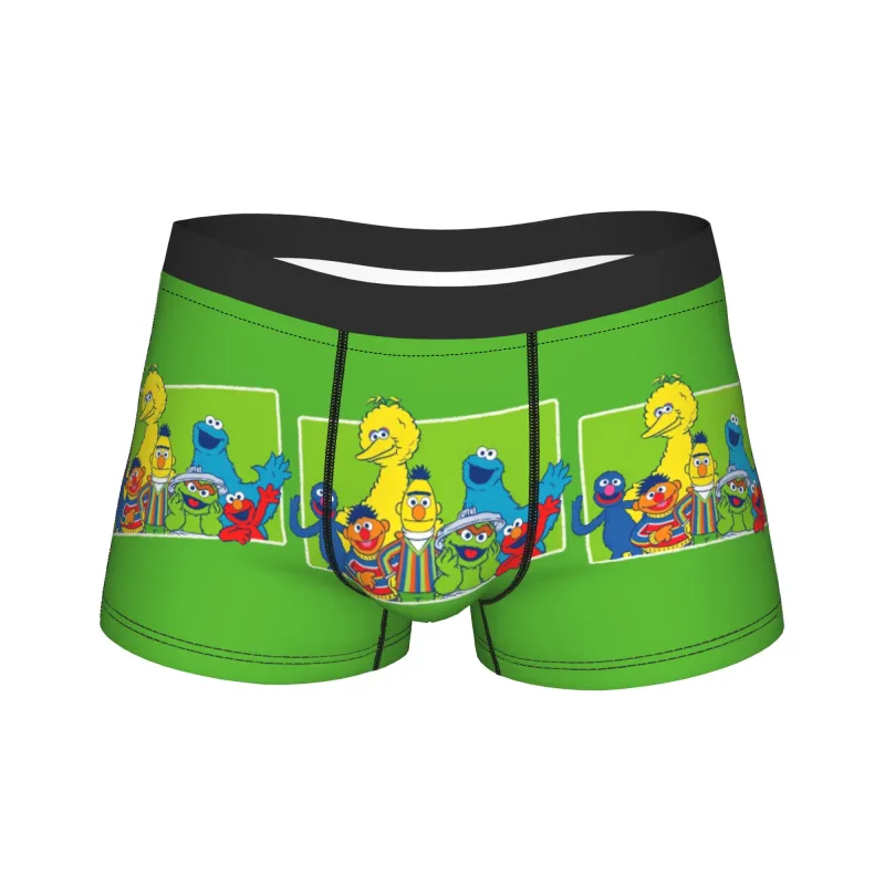 S-Sesames Streets Tango Elmo & Grover Cueca masculina Shorts Cuecas Boxershorts engraçados Qualidade Aduaneira Calcinhas Oversize