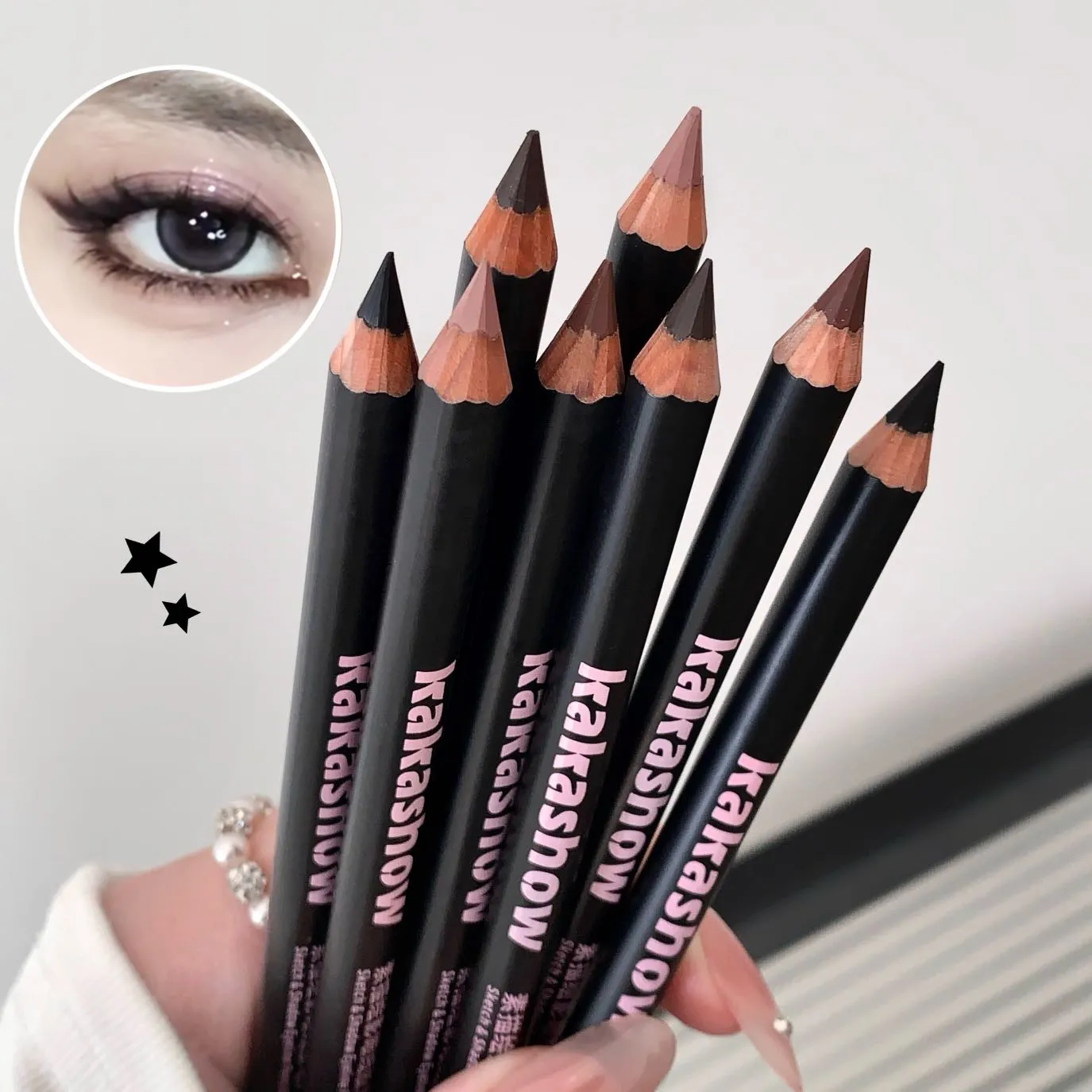Wooden Matte Eyeliner Pencil Black Pink Brown Eye Liner Pen Long-lasting Waterproof Smudge-Proof Smooth Matte Eye Liner Makeup — image 3