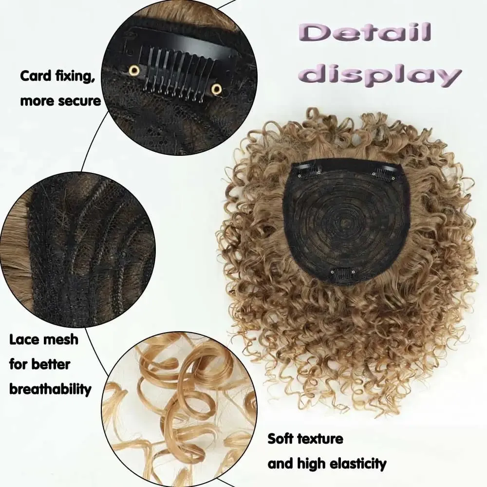 Synthetic Short Kinky Curly Hair Topper Clip-in Afro Curly Hairpiece for Women Natural Looking Top Hairpiece for Thinning Hair — image 5