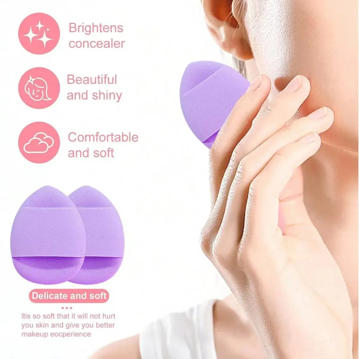 Makeup Brushes and Sponges Set Purple Makeup Puff Beauty Egg Headband Wristband Remover Kit Makeup Tool Gift 20-28pcs — image 3