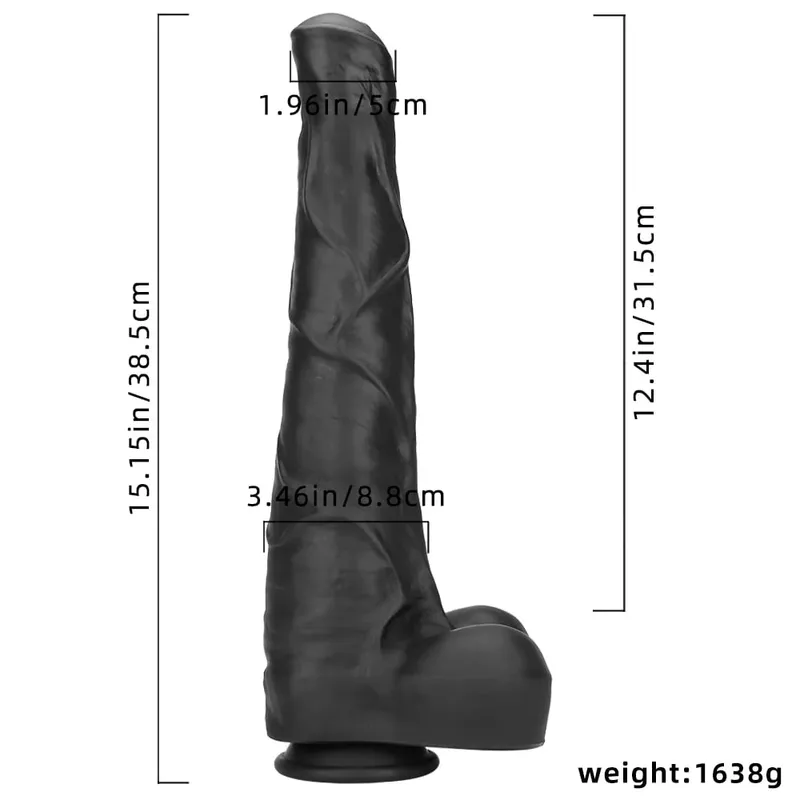 Super Large Horse Dildo 38,5 cm med sugkopp Mjuk hudkänsla Enorm penis Tjock fallus Analplugg Big Dick Sexleksaker för kvinnor — image 6