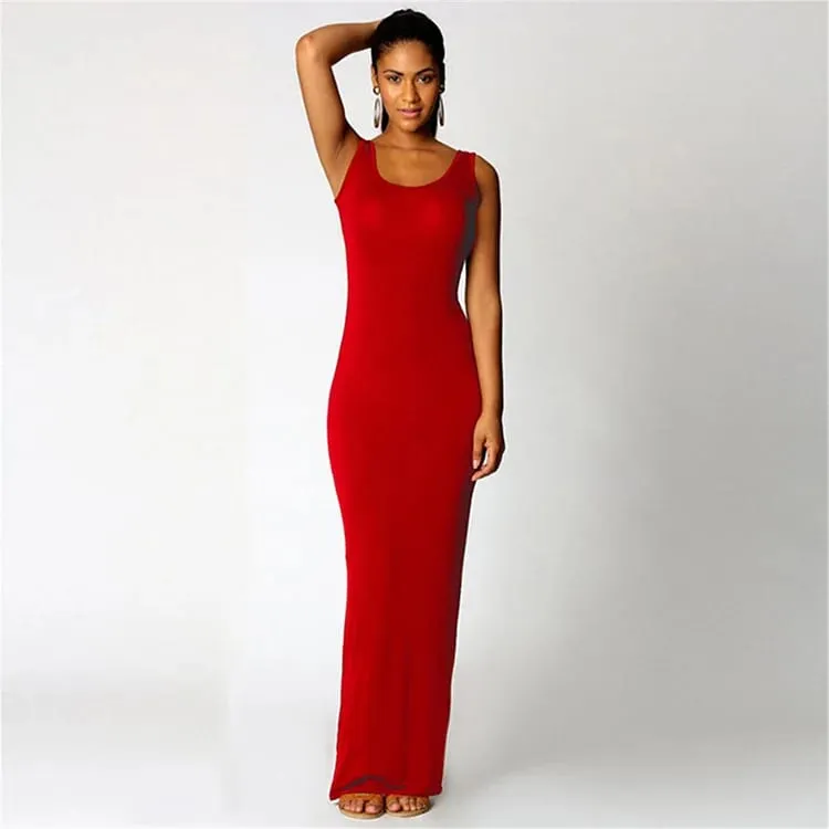 Women‘s Maxi Dress Sleeveless Bodycon Long Dress Elegant Casual Homewear Spring Summer Cool Solid-Color Dress — image 17