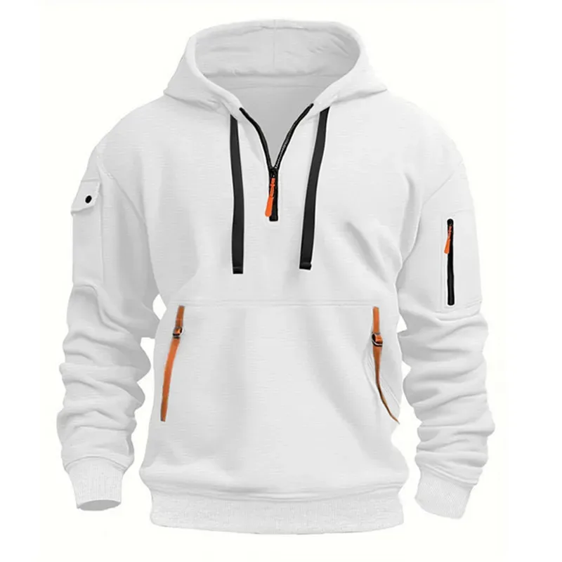 Moletom com capuz masculino com vários bolsos, zíper casual, esportivo, masculino/feminino, plus size, pulôver solto, moda, moletom de manga comprida — image 4