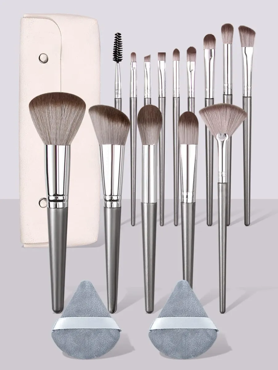 Soft Makeup Brushes Set with Triangle Powder Puff Portable Bag Foundation Blush Eyeshadow Blending Tools for Women Beginners — image 2