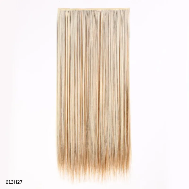 Hairpiece 5-Clips One Piece Clip-In Hair Extension Long Straight Hair Voluminous Natural Soft Synthetic Hair for Women Daily Use