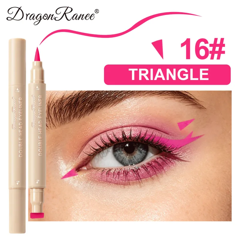 Double Head Stamp Liquid Eyeliner Smudge-Proof Quick Drying Waterproof 2 in1 Colorful Love Star Butterfly Eye Line Pencil Makeup