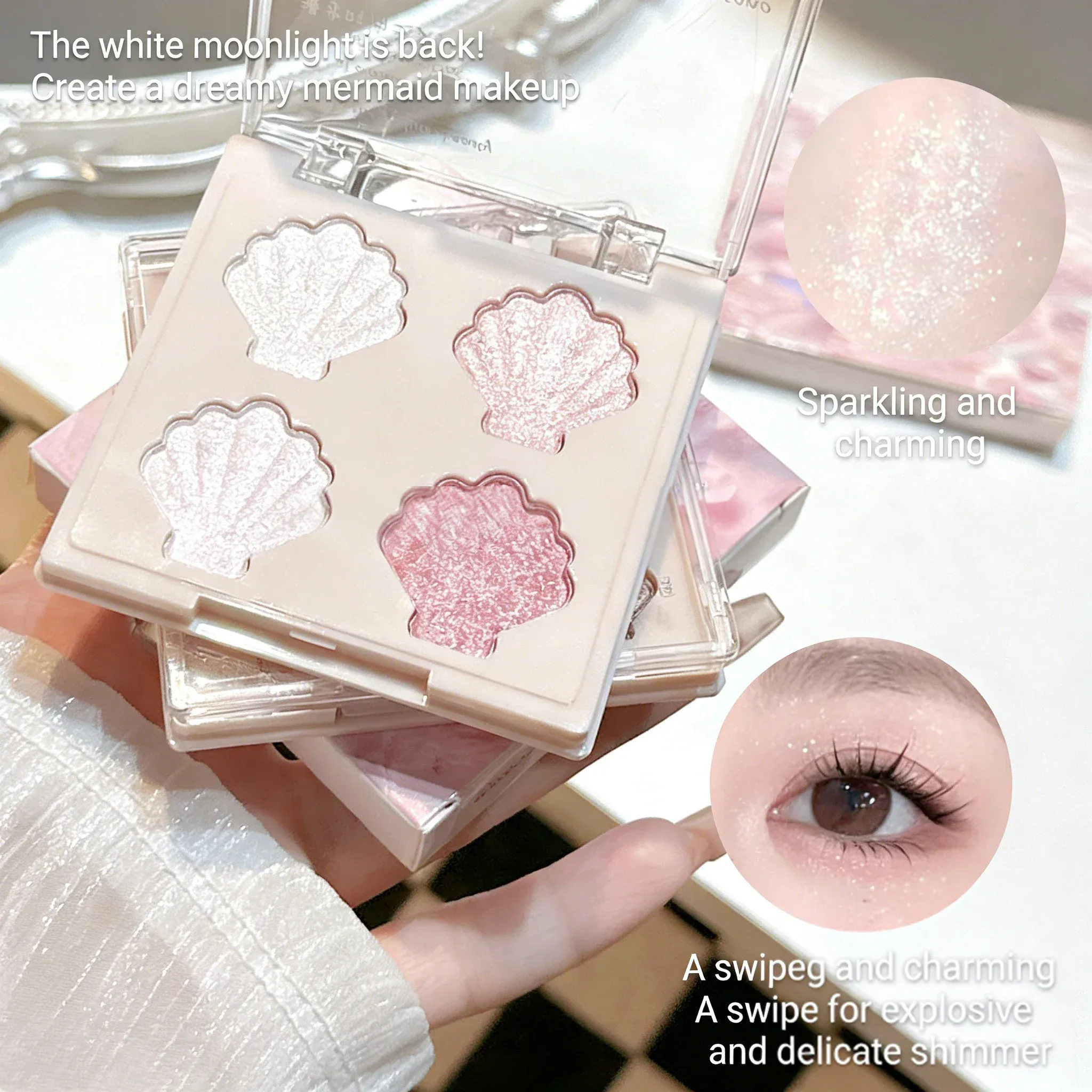 Shimmering Star Shell 9-Color Eyeshadow Palette Mermaid Sparkle Glitter Highlighter Eye Makeup for Graduation Party Glam — image 2