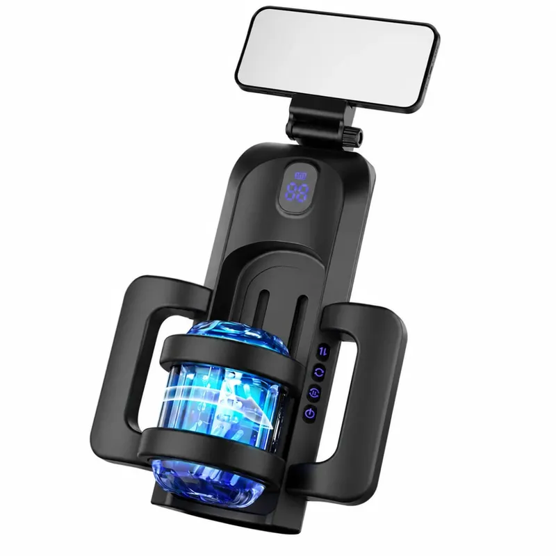 Automatic Thrusting Masturbator for Men adult sex toys with 3.93in Long Stroke Rotation LED Display and Dual Grip Handles
