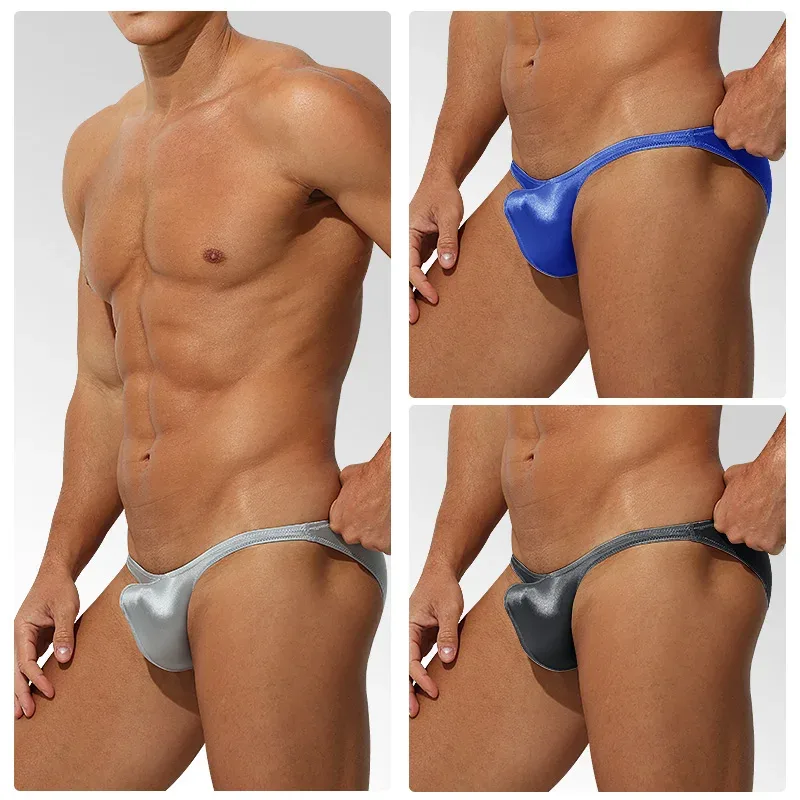 Intimo da uomo in raso di seta ghiaccio a vita bassa Aderente sportivo StyleJJ Boosting slip sensuali di lusso Youth Nylon Spandex — image 17
