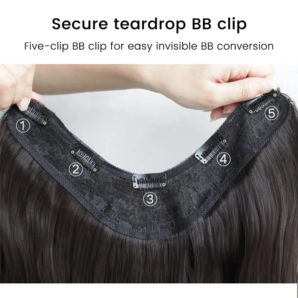 20Inch Synthetic Long Curly Wavy Layered V-Shaped Clip-in Hair Extension 4 Clip Heat Resistant Hairpiece para sa mga Babaeng Pang-araw-araw na Party — image 6
