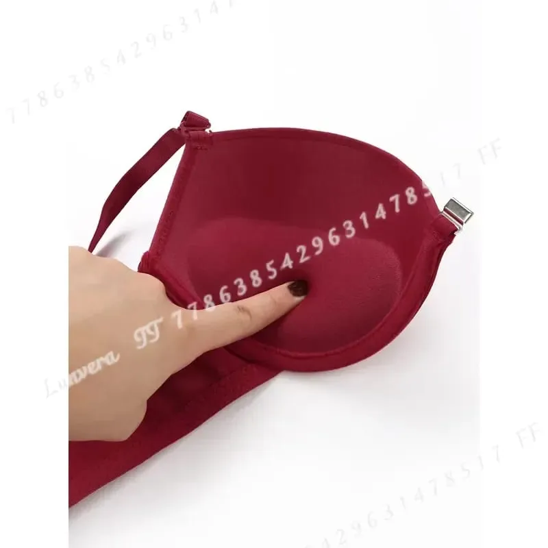 Sexy Red 2 Piece Lingerie Set Front Button Push Up Bra Beautiful Butterfly Back Fashion Women Underwear A2120 — image 4