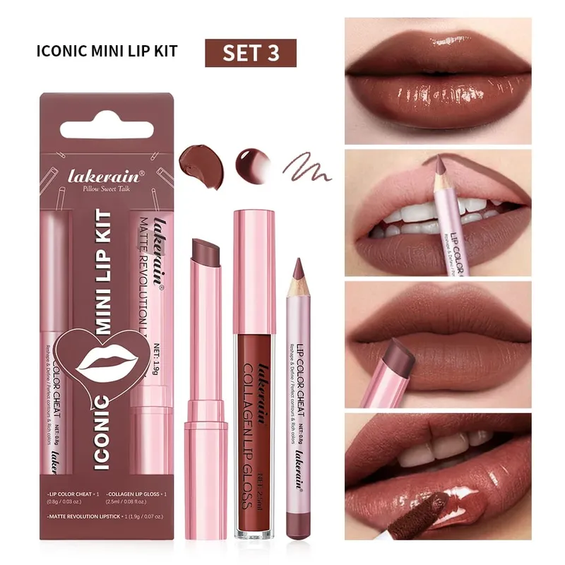 5 Color Lip Liner + LIPSTICK Set and Lip Stain Easy Coloring Matte Lip Kit Lipstick Long Lasting Red Lipstick Lip Makeup Set