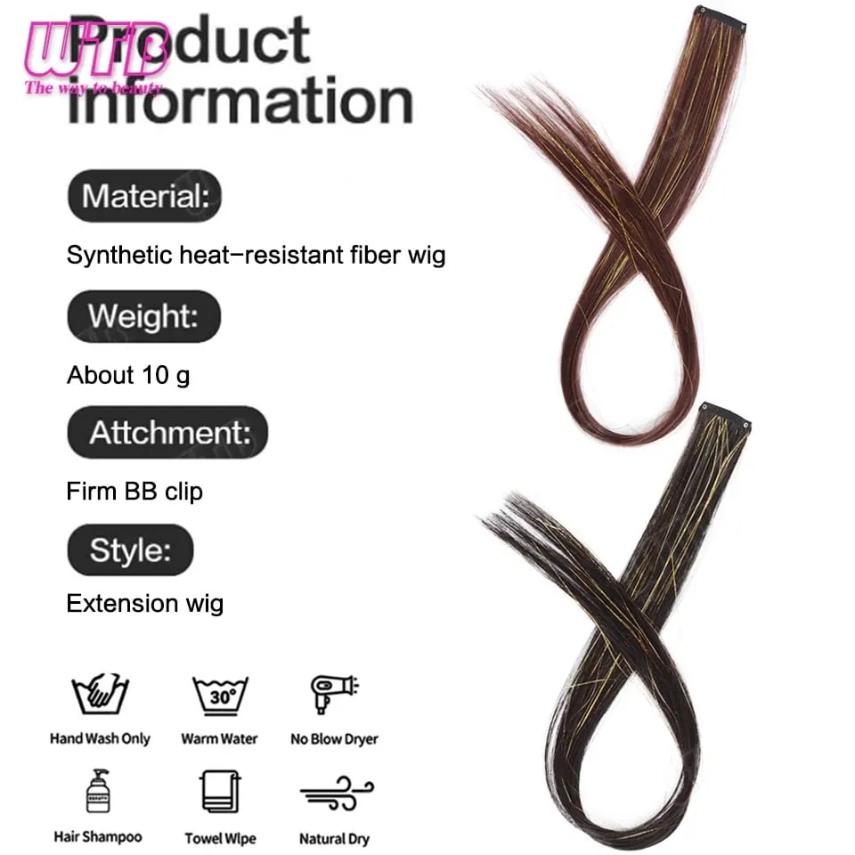 Synthetic Gold Laser Highlighted Hair Extension Wig BB Clip Style Straight Hair Extension Wig Suitable for Women's Daily Wear