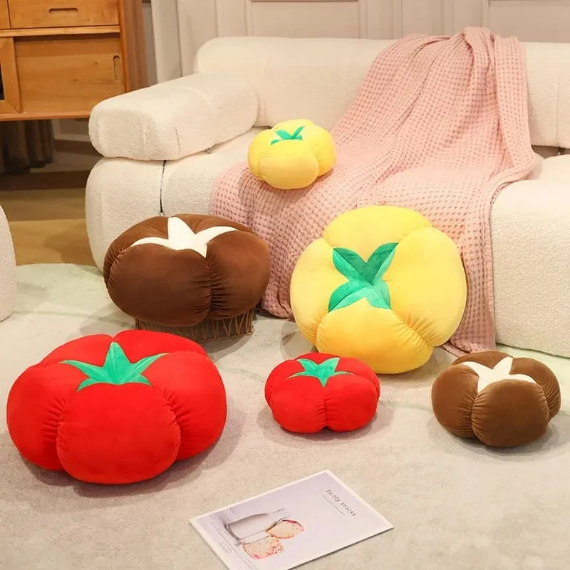 Kawaii Simülasyon Sebze Meyve Peluş Yastık Trabzon Hurması Shiitake Mantar Domates Yumuşak Dekor Yastık Yatak Odası Kanepe Hediye — image 2