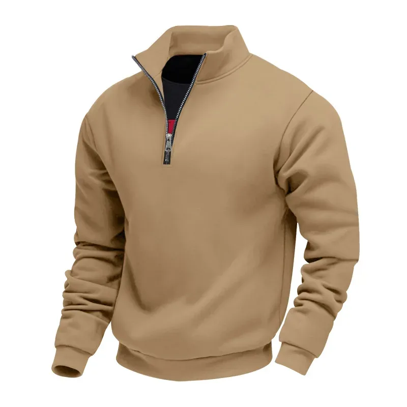 2026 New Fleece Lined Half Zip Sweatshirt for Men, Autumn Winter Solid Color Plus Size Casual Pullover Hoodie Daily Leisure Wear — image 40