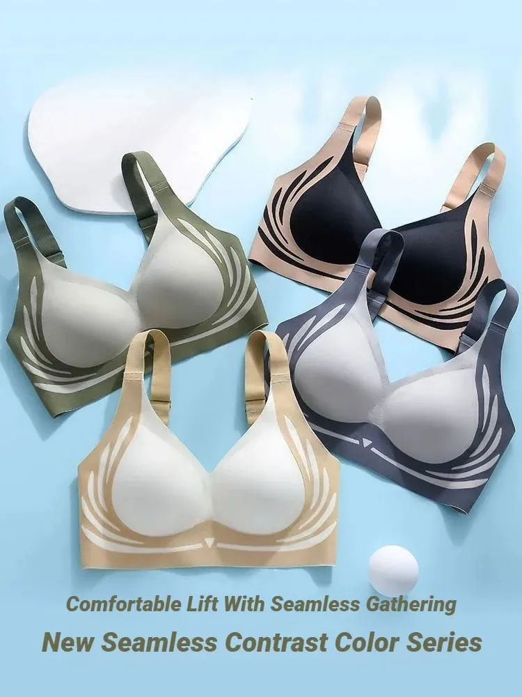 Mulheres push up sutiãs sem costura confortável conjunto asas de anjo na moda macio respirável roupa interior feminino sem fio lingerie plus size — image 2