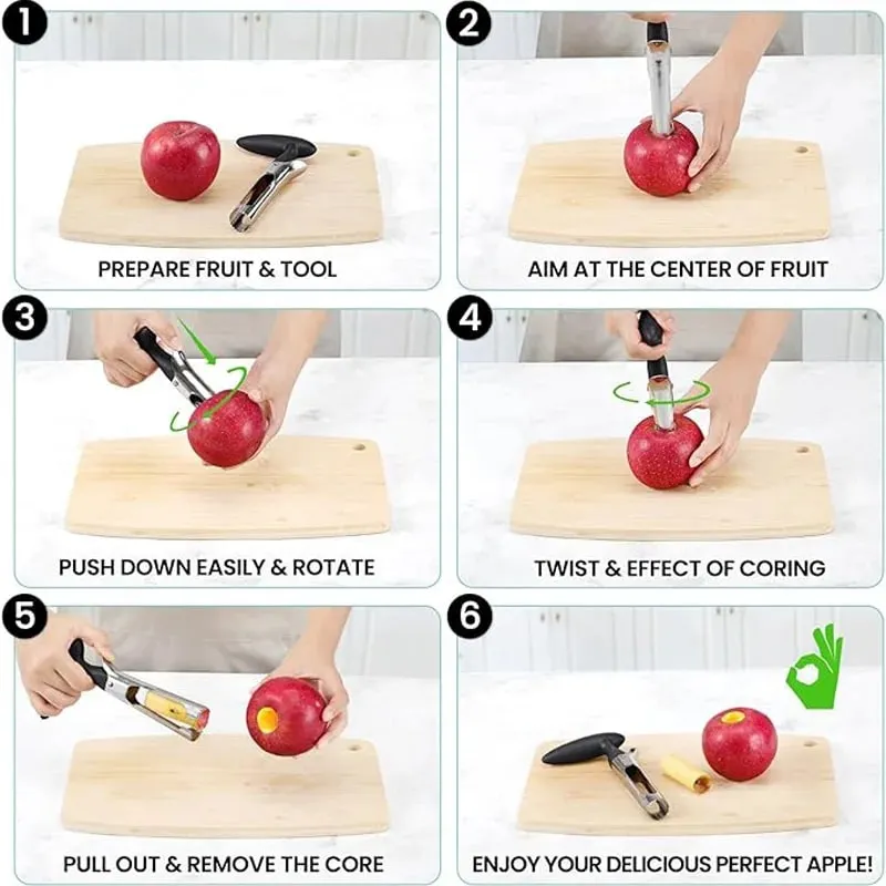 1pc High Quality Stainless Steel Kitchen Apple Core Tool Fruit Cutting Machine Sharp Easy To Use and Clean and Durable — image 4