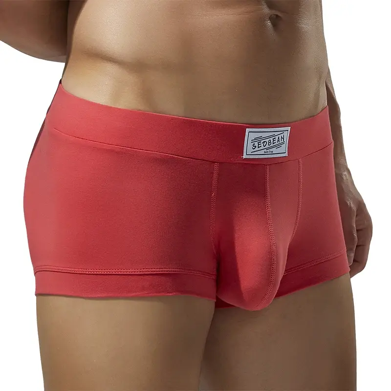 Men's solid color flat underwear, comfortable and breathable, high elasticity flat cut shorts — image 3
