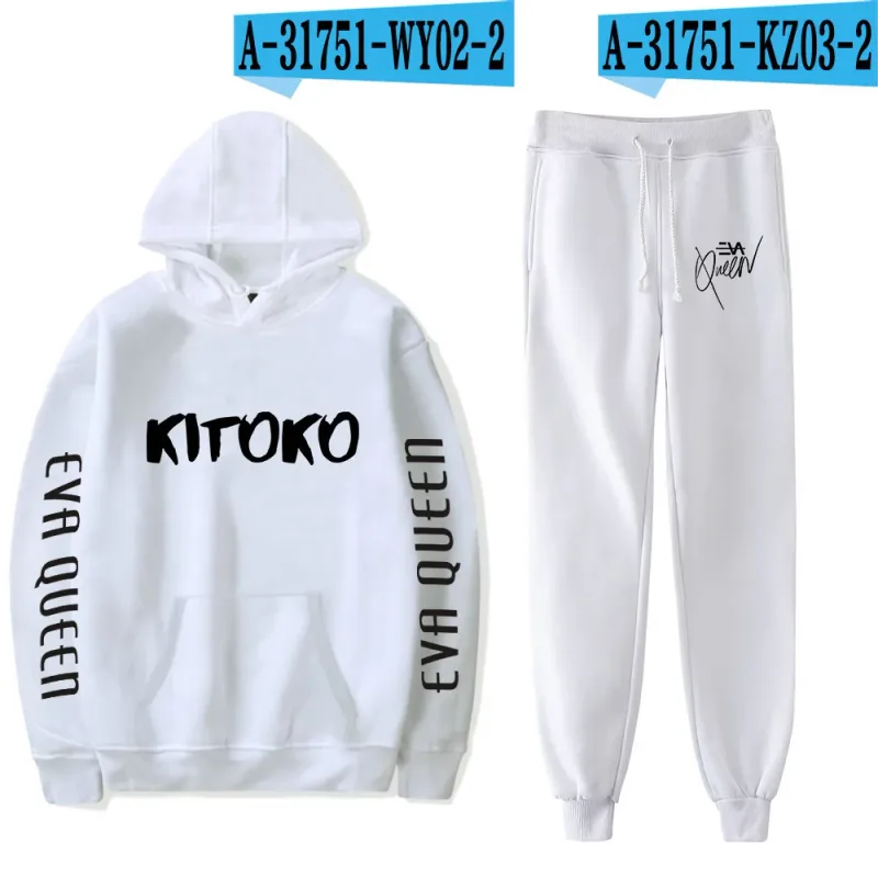 Hip Hop Bekväm Eva Queen Print Sweatshirt Träningsbyxor Kostym Huvtröjor+ Byxor Kostym Pojkar/Flickor 2-delat set Kläder — image 41
