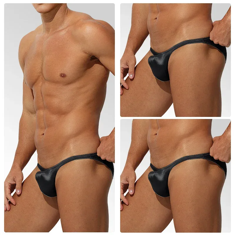 Intimo da uomo in raso di seta ghiaccio a vita bassa Aderente sportivo StyleJJ Boosting slip sensuali di lusso Youth Nylon Spandex — image 10