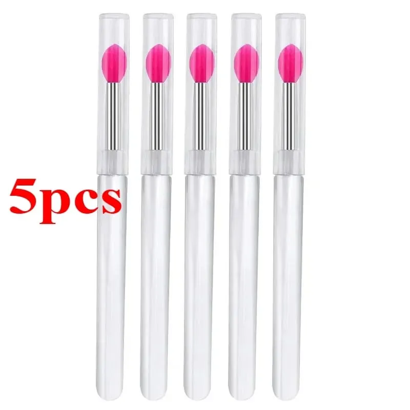 3/5/10Pcs Soft Silicone Lipstick Brush Lip Stick Applicator Portable Clear Handle Clean Microbrush Lipgloss Beauty Tool