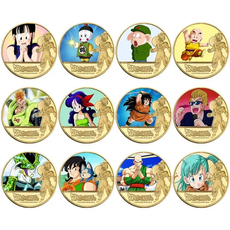 Dragon Ball Banhado A Ouro Moeda de Ouro Son Goku Vegeta Moedas Comemorativas Crianças Clássico Anime Periféricos Coleção Brinquedo Lembrança — image 4