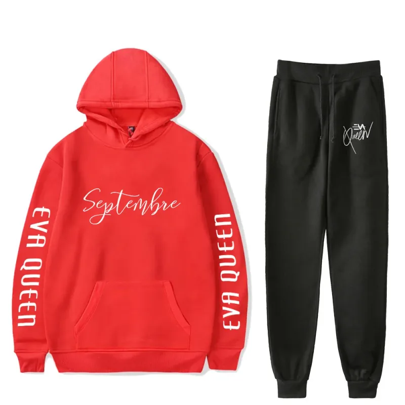 Hip Hop Bekväm Eva Queen Print Sweatshirt Träningsbyxor Kostym Huvtröjor+ Byxor Kostym Pojkar/Flickor 2-delat set Kläder — image 10