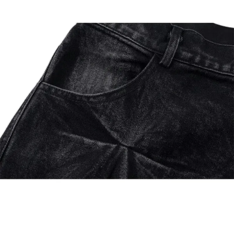 Mens Jeans Harajuku Y2K Streetwear Black Pleated Baggy Denim Pants High Street Hip Hop Wide Leg Loose Fit Casual Fashion Trend — image 7