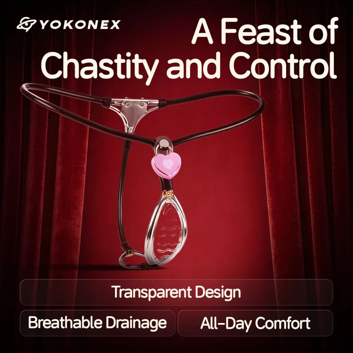 YoKoNex Transparent Female Chastity Belt Magaang Panty Black Emperor Chastity Belt Lock Fetish Adult Sex Toys — image 2