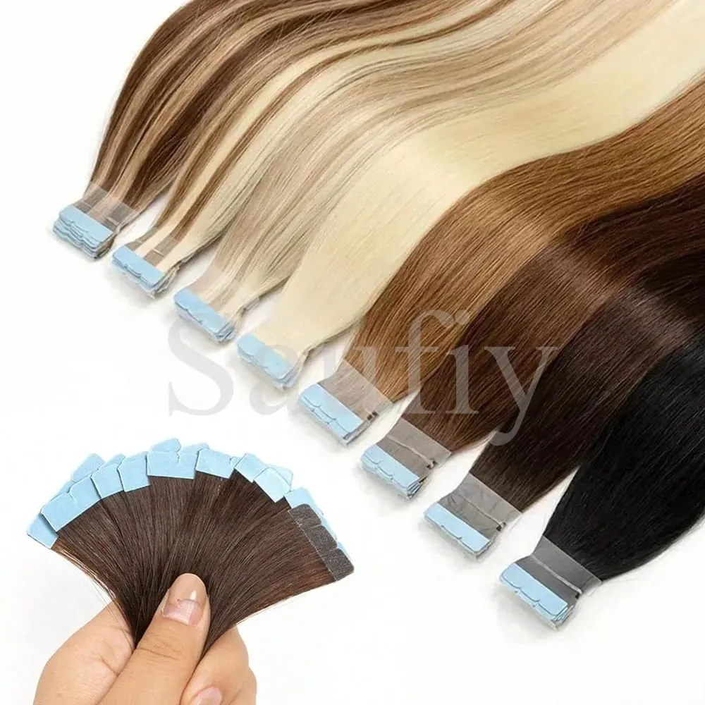 Mini fita loira balayge de 12 a 20 polegadas em extensões de cabelo humano, fita dupla face invisível sem costura em extensões de cabelo — image 3