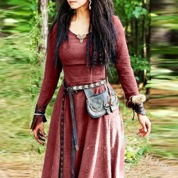 LisdinoMedieval Dress Women Long Sleeve Maxi Robe Vintage Fairy Elven Dress Renaissance Celtic Viking Gothic Cosplay Costumes — image 9