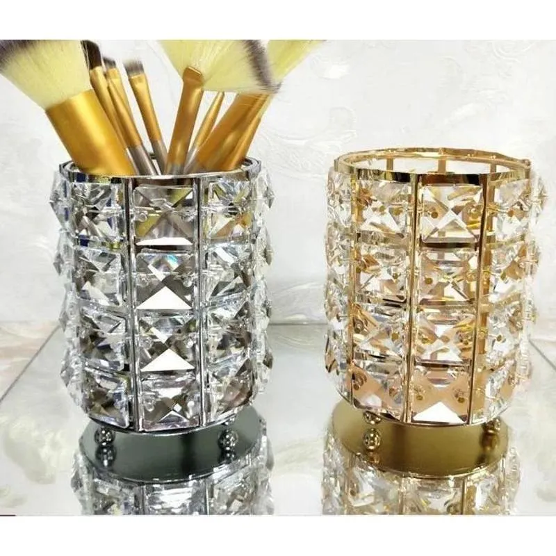 New Crystal Storage Cup Makeup Brush Eyebrow Pencil Storage Bottle Jewelry Storage Container European Cosmetics Storage Box — image 3